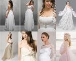 Vestuvinės suknelės nėščiosioms (52 nuotraukos) Paslepiančios vestuvinės suknelės nėščiosioms