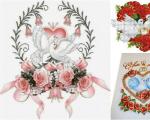Bead embroidery doves Cross stitch pattern flowers and dove
