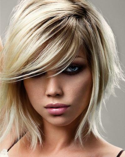 Bob haircut with bangs for medium hair. Who is the layered bob for?